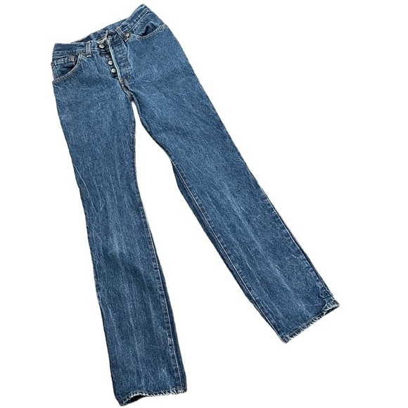 Levi 501 Button Fly 80’s Vintage Jeans Size 26 Waist 32 Length - Picture 2 of 10